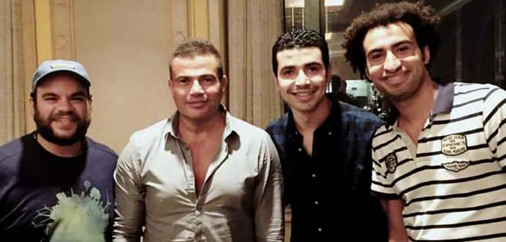 عمرو دياب مع أعضاء فريق &quot;مسرح مصر&quot;