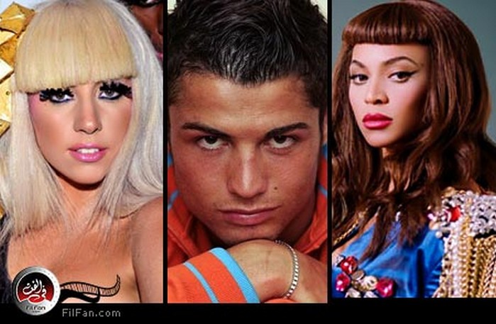 بيونسيه نولز وكريستيانو رونالدو وليدي جاجا  