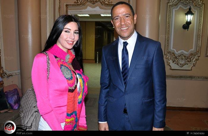 لاميتا مع أشرف عبد الباقي خلال افتتاح "حفيد عز"