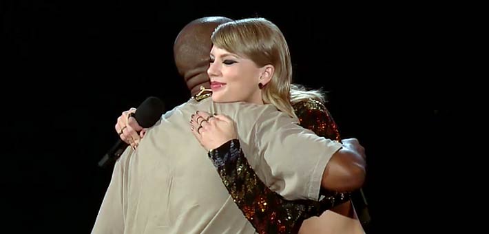 تايلور سويفت تحتضن كاني ويست