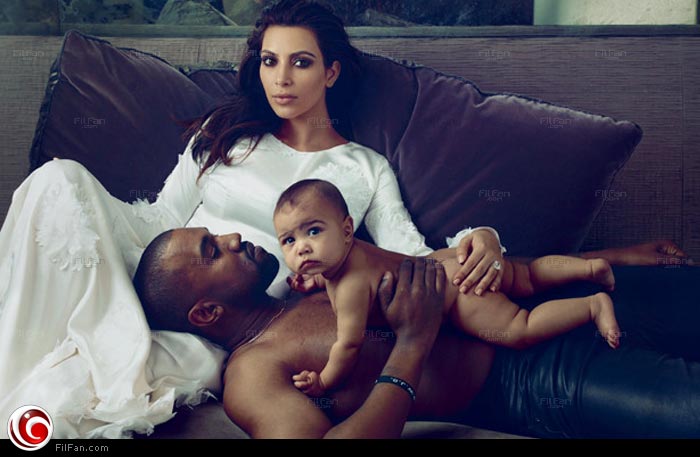 كيم كارداشيان وكانيى ويست مع طفلتهما في مجلة Vogue