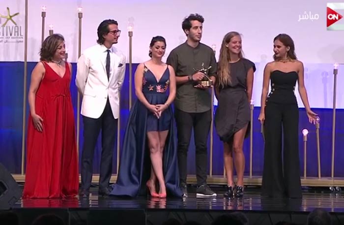 فريق عمل فيلم Punchline الفائز بجائزة أفضل فيلم قصير عربي