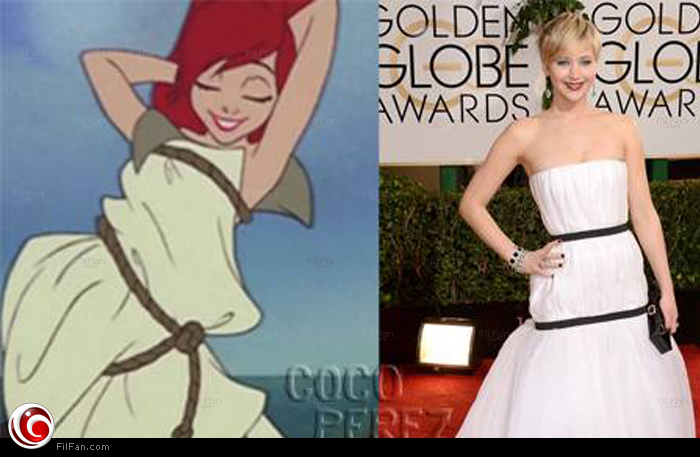 لورانس وسخرية من فستانها وشبيهه بفستان Ariel بطلة فيلم Little Mermaid