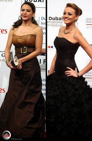 بشرى ونيللي كريم كما ظهرتا في افتتاح مهرجان دبي السينمائي