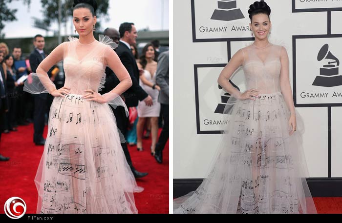 كاتي بيري أثارت الإعجاب بفستانها في &quot;جرامي&quot;