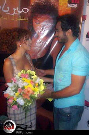 تامر حسني يهنئ ميريام فارس تصوير: محمد ممدوح