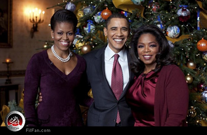 الرئيس الأمريكي باراك أوباما وزوجته مع أوبرا وينفري