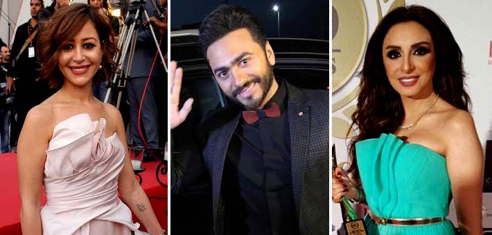 أنغام وتامر حسني ومنة شلبي