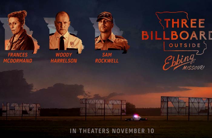 الملصق الدعائي لفيلم &quot;ثلاث لوحات إعلانية خارج إيبنج ميزوري&quot;