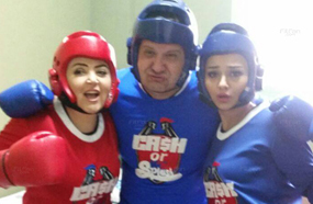 راندا البحيري وإدوارد ومها أحمد في مباراة الملاكمة