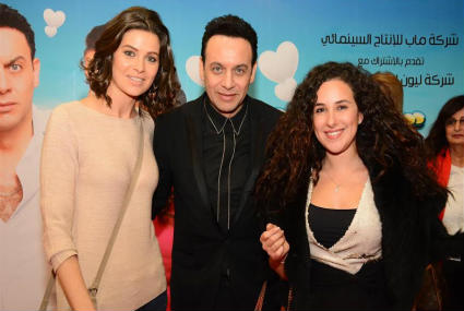 مصطفى قمر ويسرا اللوزي وشيري عادل في العرض الخاص لفيلم "فين قلبي"