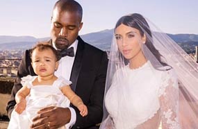 كيم كاردشيان وزوجها كاني ويست وابنتهما نورث ويست