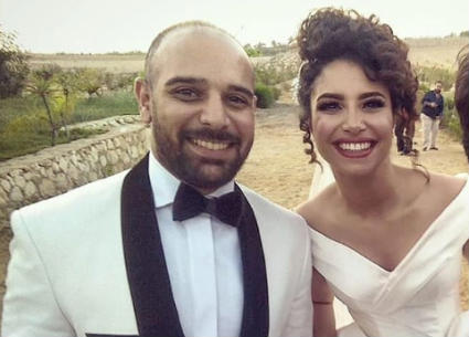 نسمة محجوب وعريسها شادي الحلواني.