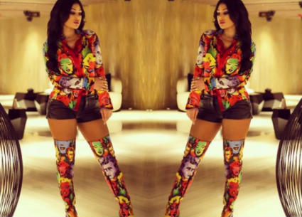 شاركت الفنانة هيفاء وهبي جمهورها بإطلالتها من إحدى الحفلات ظهرت فيها بشورت قصير وقميص وحذاء برقبة عالية
