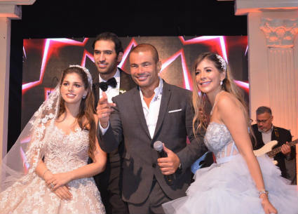 عمرو دياب في زفاف شقيقة ملك قورة