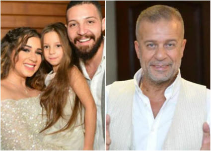 شريف منير وأسما شريف منير مع ابنتها وزوجها محمود حجازي