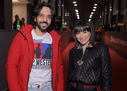 ساندي وبهاء سلطان في كواليس الحفل