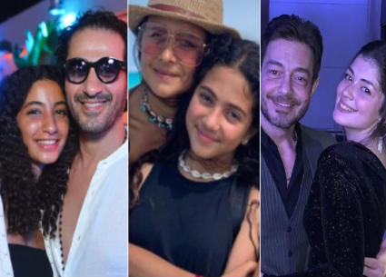 أحمد زاهر وابنته ونيللي كريم وابنتها وأحمد حلمي وابنته