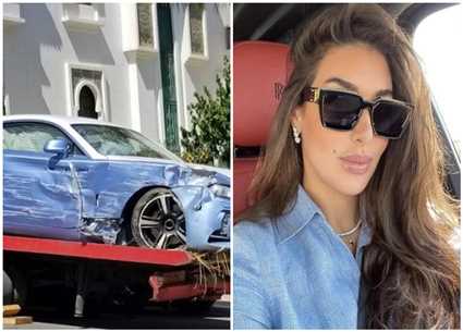 ياسمين صبري والسيارة المحطمة