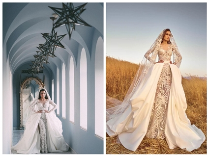 صورة للفستان في عرض زهير مراد وعلى درة 