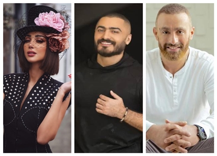 تامر حسني وبسمة بوسيل وأحمد السقا