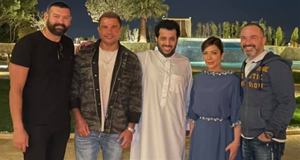 المستشار تركي آل الشيخ مع أصالة وعمرو دياب وعمرو يوسف ومحمد مشيش