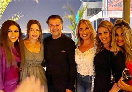 يسرا وبوسي شلبي وإيناس الدغيدي مع راغب علامة