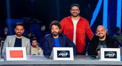 أكرم حسني وحميد الشاعري وتوما في كواليس الحلقة الأولى من مكتوب عليا