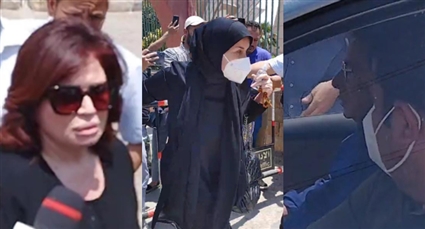 محمود سعد وميرفت أمين وإلهام شاهين من جنازة سمير صبري