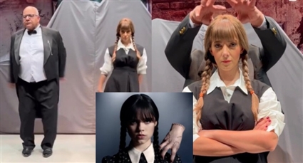 دنيا سمير غانم تتحول إلى Wednesday مع بيومي فؤاد في تحدي الرقص