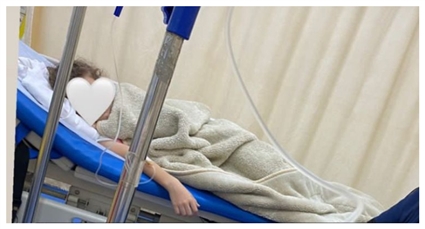 هبة مجدي وابنتها في المستشفى