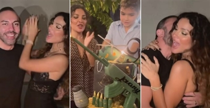 نادين نجيم مع ابنها وخطيبها