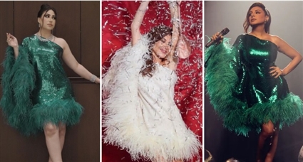 بوسي ونانسي عجرم وأنغام بنفس الفستان