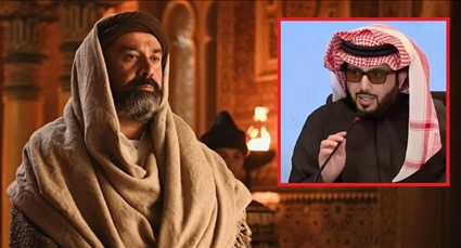 المستشار تركي آل الشيخ رئيس الهيئة العامة للترفيه بالمملكة العربية السعودية وصورة من مسلسل الحشاشين