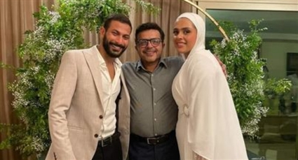 محمد هنيدي وابنته والعريس