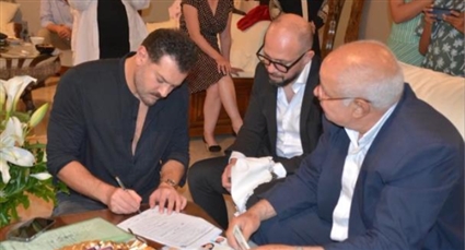 عمرو يوسف يشهد على عقد قران جميلة عوض وأحمد حافظ