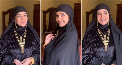 منى عبد الغني في كواليس مسلسل (قبايل الصخرة)