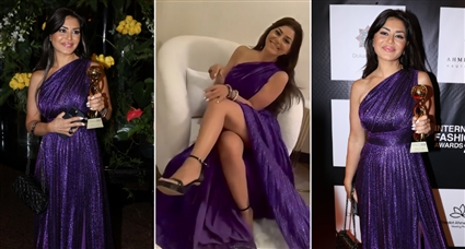 #شرطة_الموضة: منة فضالي بفستان لامع بفتحة جانبية طويلة في حفل International Fashion Award لعام 2025
