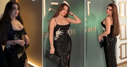#شرطة_الموضة: هيفاء وهبي بفستان أسود لامع بفتحة جانبية طويلة ... سعره 452 ألف جنيه	