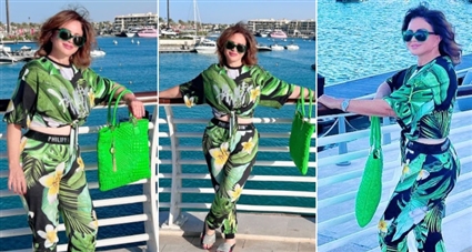 #شرطة_الموضة: إلهام شاهين تستعرض رشاقتها بإطلالة رياضية مكشوفة البطن من Philipp Plein سعرها 120 ألف جنيه