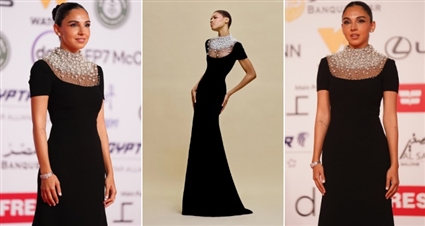 #شرطة_الموضة: سلمى أبو ضيف بفستان أسود مزين باللؤلؤ في حفل افتتاح مهرجان القاهرة ... سعره 287 ألف جنيه