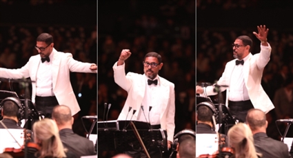 هاني فرحات يتألق بقيادته الأوركسترا الملكي البريطاني في حفل كامل العدد بالأهرامات لمؤلفات عمار الشريعي