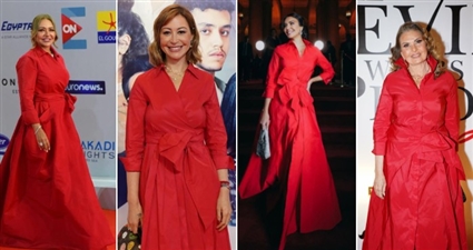 أربع نجمات بنفس الفستان ... يسرا وأمل بوشوشة ومنة شلبي وليلى علوي بفستان من Carolina Herrera