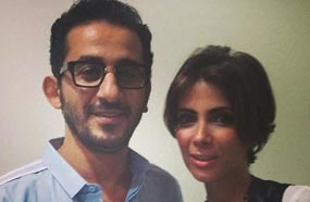 منى مع حلمي في الكواليس