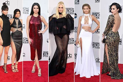 صورة مجمعة لإطلالات النجمات في حفل توزيع جوائز الموسيقى الأمريكية