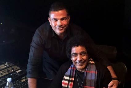 عمرو دياب ومحمد منير في الأستوديو