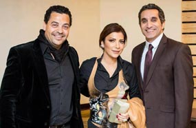 أصالة وطارق العريان بصحبة باسم يوسف