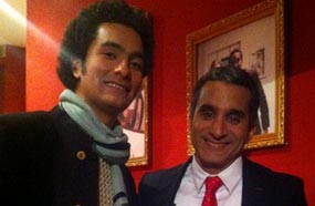 باسم يوسف ومحمد محسن في كواليس الحلقة الرابعة من &quot;البرنامج&quot;