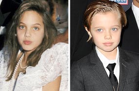 شيلوه جولي بيت بجانب أنجلينا جولي في طفولتها