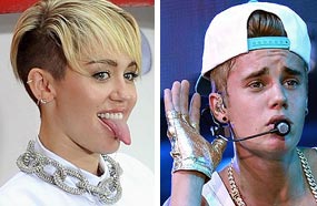 مايلي سايرس تسخر من فضيحة جستين بيبر 